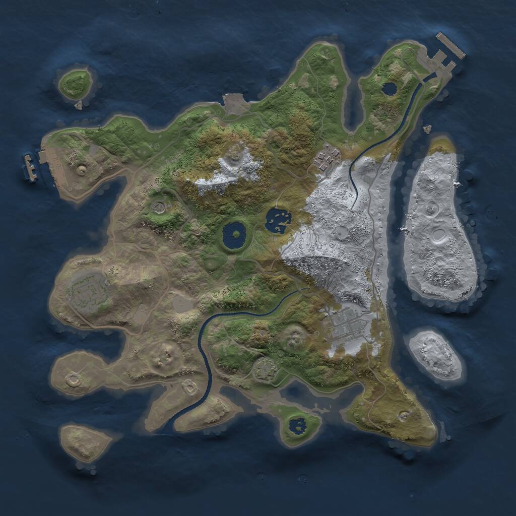 Rust Map: Procedural Map, Size: 3000, Seed: 895511545, 9 Monuments