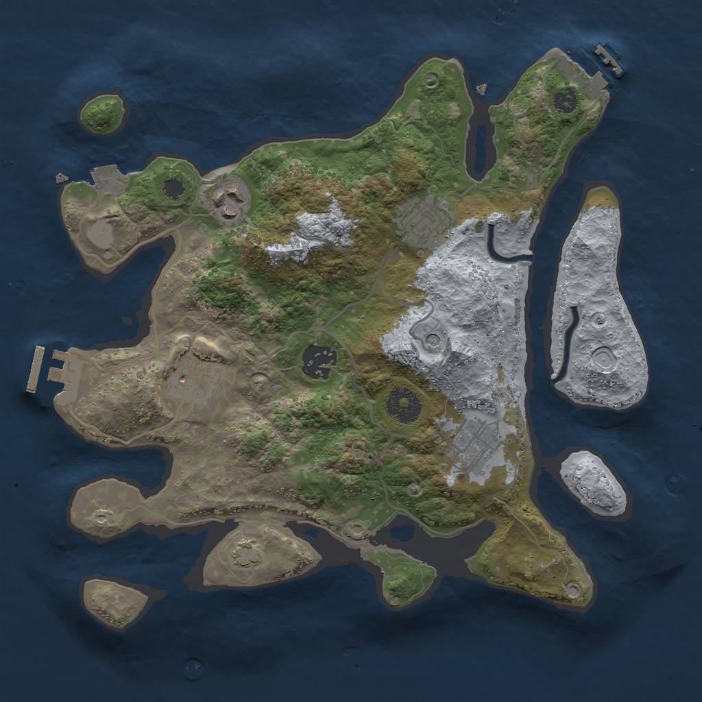 Rust Map: Procedural Map, Size: 3000, Seed: 895511545, 12 Monuments