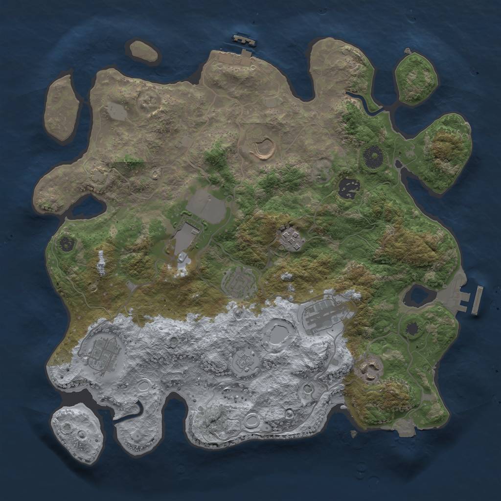 Rust Map: Procedural Map, Size: 3500, Seed: 218354493, 16 Monuments