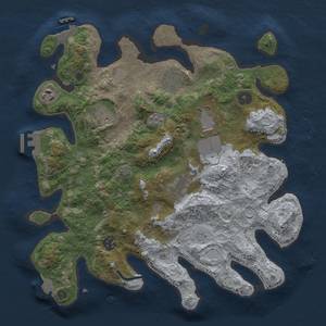 Thumbnail Rust Map: Procedural Map, Size: 3500, Seed: 2030362277, 15 Monuments