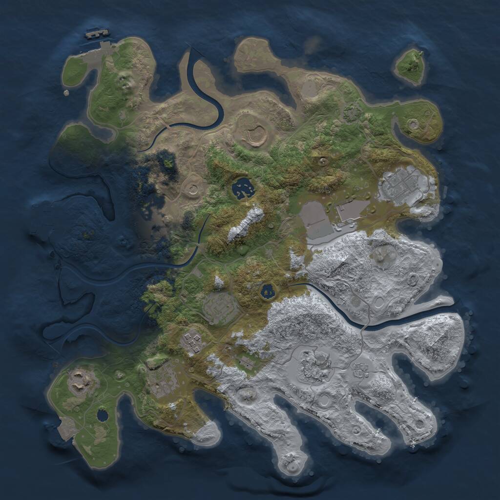 Rust Map: Procedural Map, Size: 3500, Seed: 2030362277, 16 Monuments