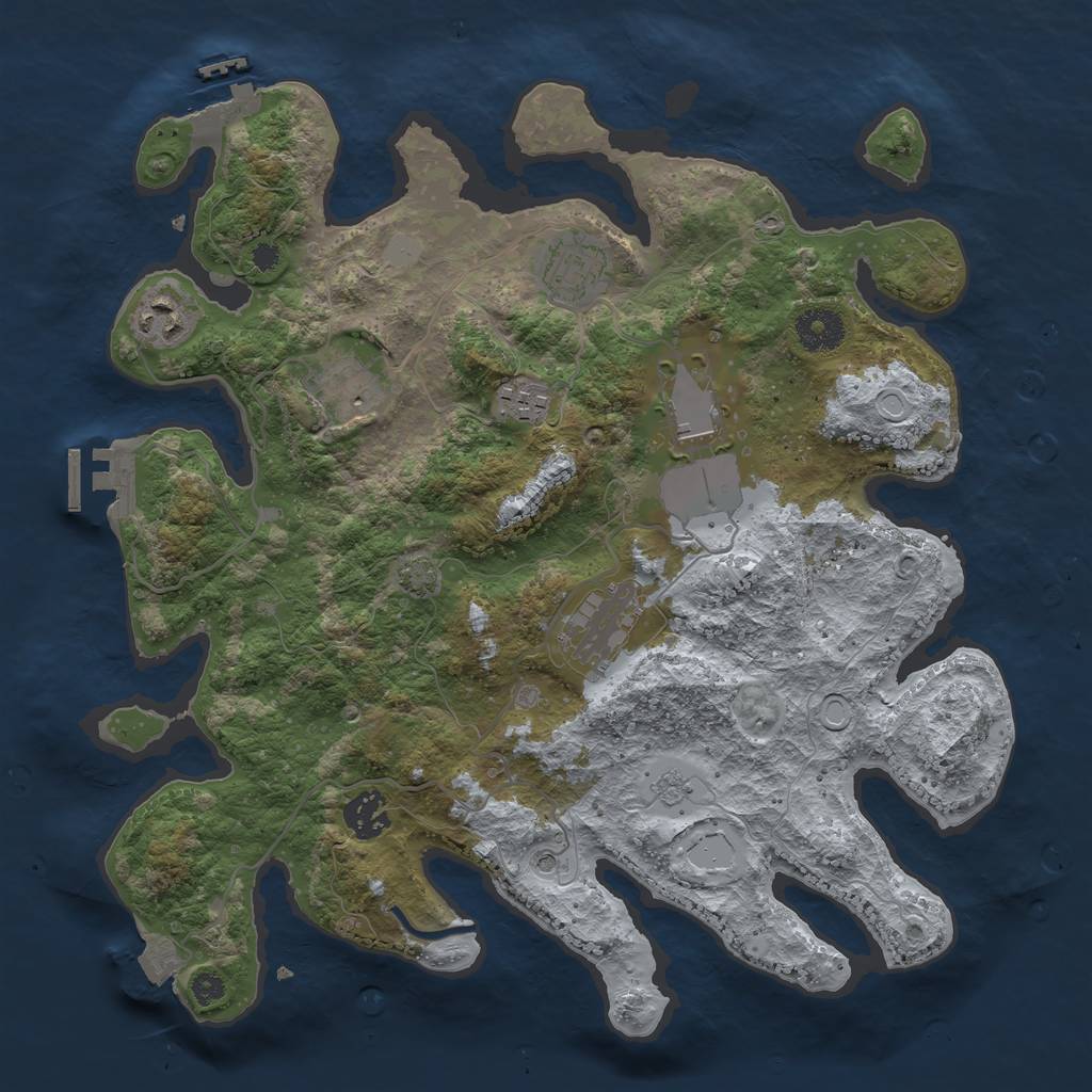 Rust Map: Procedural Map, Size: 3500, Seed: 2030362277, 15 Monuments