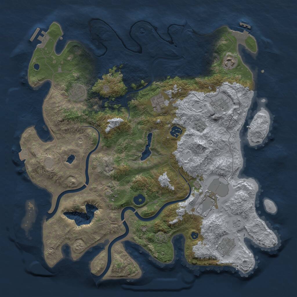 Rust Map: Procedural Map, Size: 4000, Seed: 1719673324, 15 Monuments