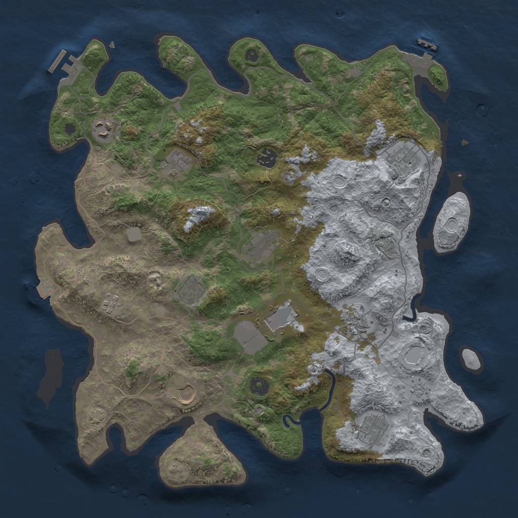 Rust Map: Procedural Map, Size: 4000, Seed: 1719673324, 19 Monuments