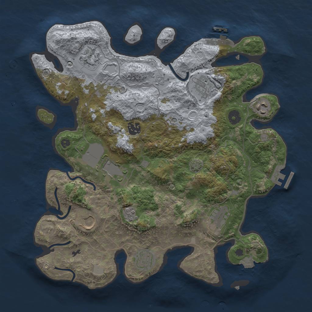 Rust Map: Procedural Map, Size: 3500, Seed: 180040676, 17 Monuments