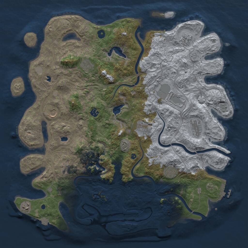 Rust Map: Procedural Map, Size: 4500, Seed: 207207, 17 Monuments