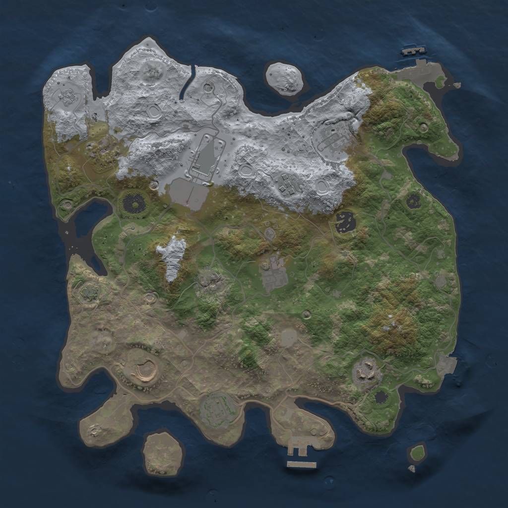 Rust Map: Procedural Map, Size: 3500, Seed: 515156278, 17 Monuments