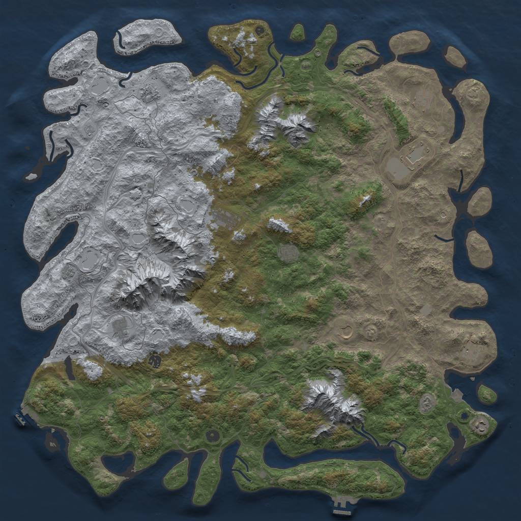 Rust Map: Procedural Map, Size: 6000, Seed: 316935391, 19 Monuments