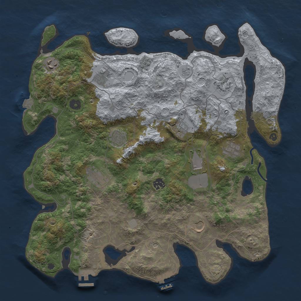 Rust Map: Procedural Map, Size: 4000, Seed: 2005703322, 19 Monuments