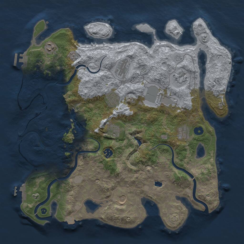 Rust Map: Procedural Map, Size: 4000, Seed: 2005703322, 16 Monuments