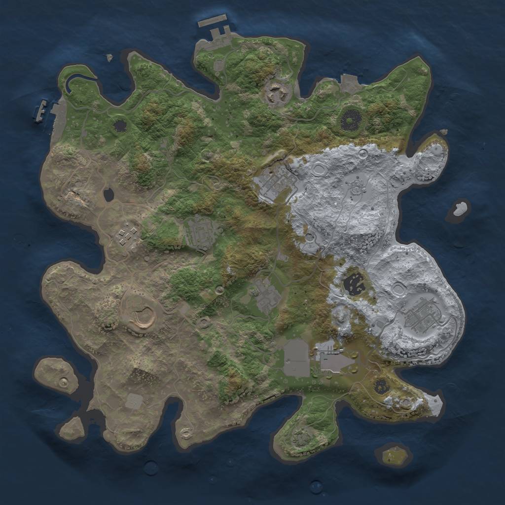 Rust Map: Procedural Map, Size: 3500, Seed: 914853554, 17 Monuments