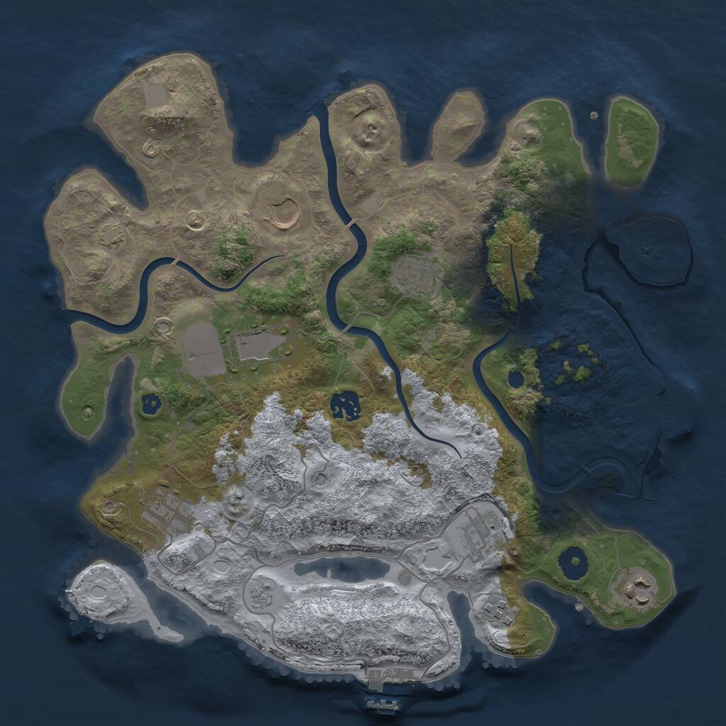 Rust Map: Procedural Map, Size: 3500, Seed: 1976827517, 14 Monuments