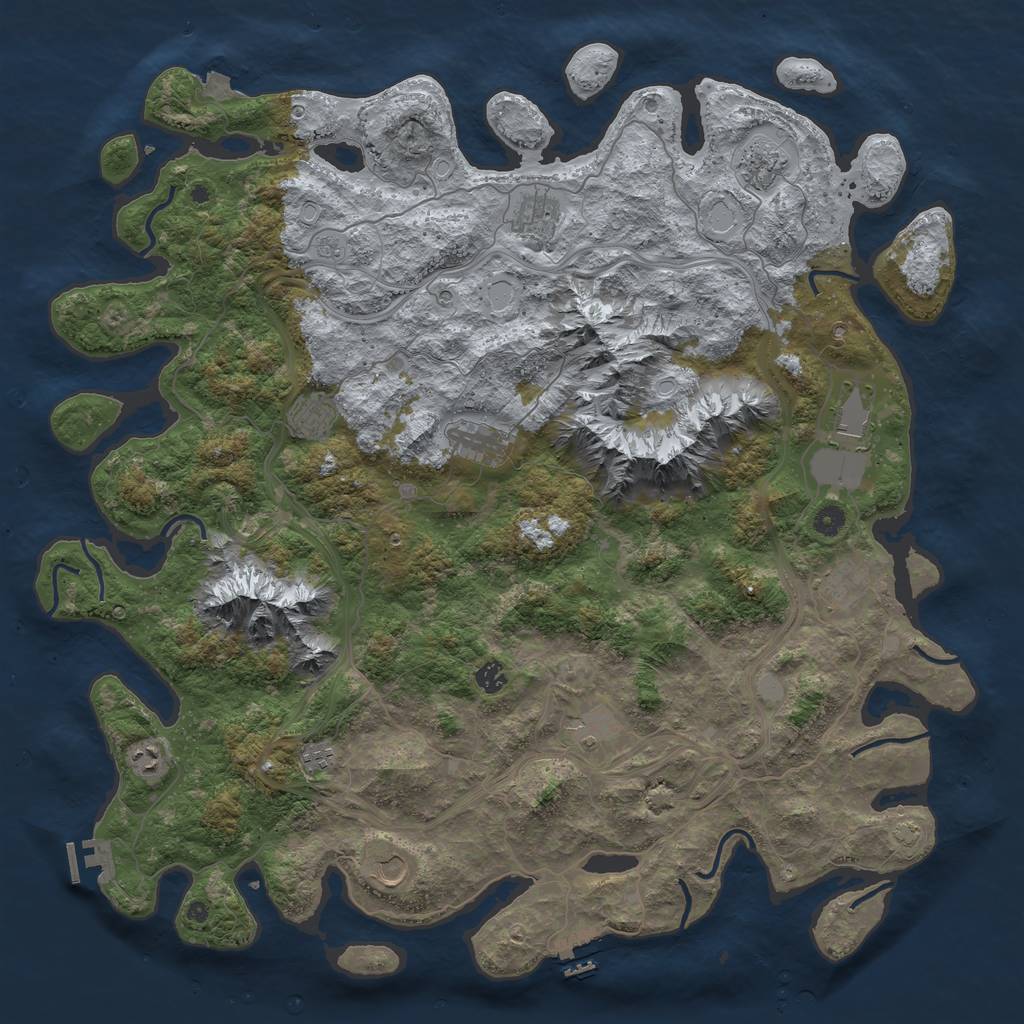 Rust Map: Procedural Map, Size: 5000, Seed: 1328419103, 19 Monuments