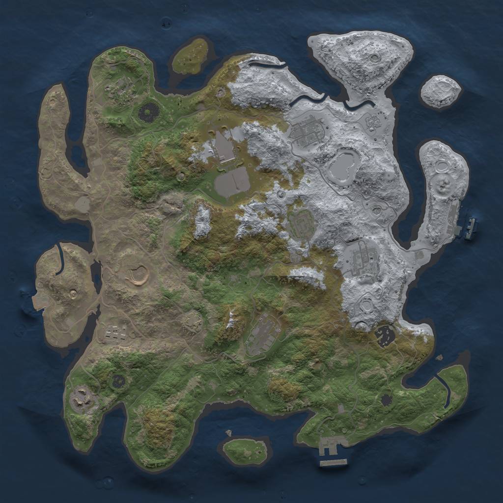 Rust Map: Procedural Map, Size: 3750, Seed: 631893, 18 Monuments