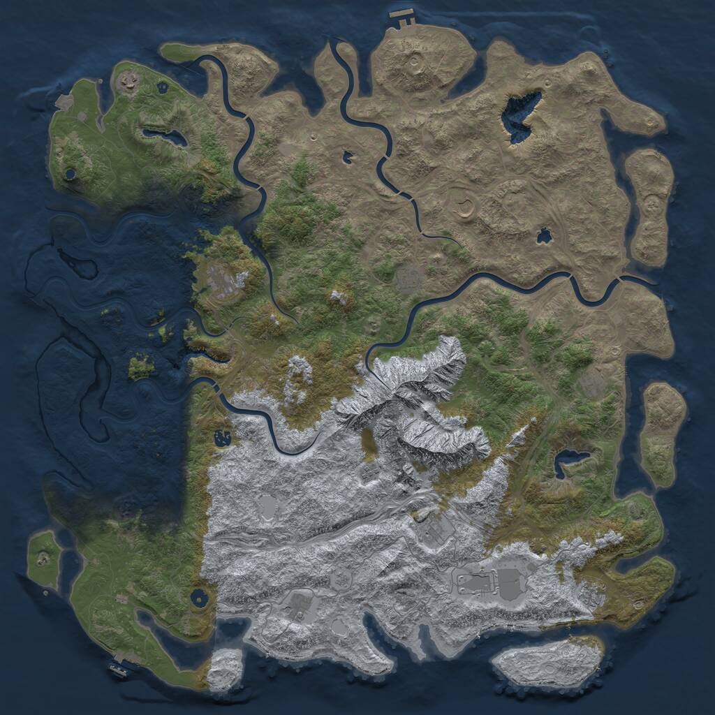 Rust Map: Procedural Map, Size: 6000, Seed: 4206913, 17 Monuments