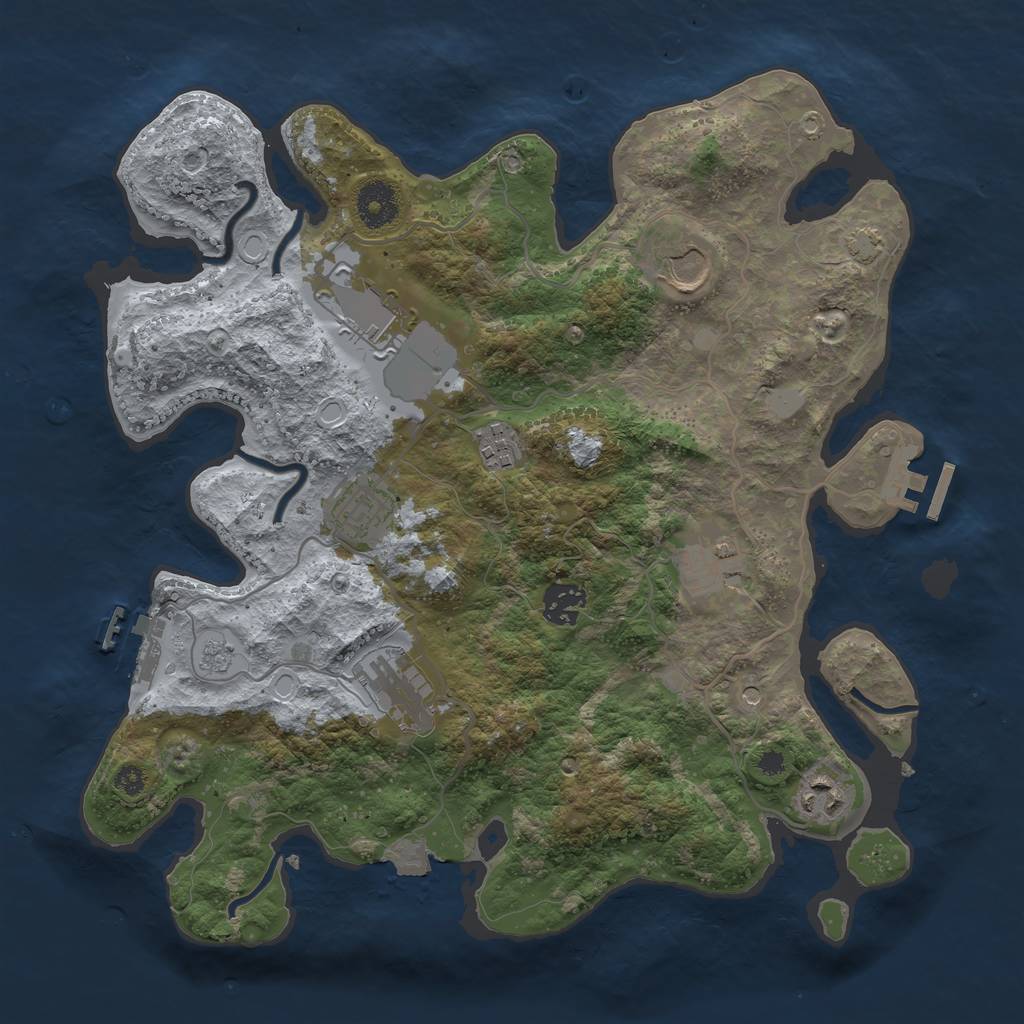 Rust Map: Procedural Map, Size: 3500, Seed: 2002090489, 16 Monuments