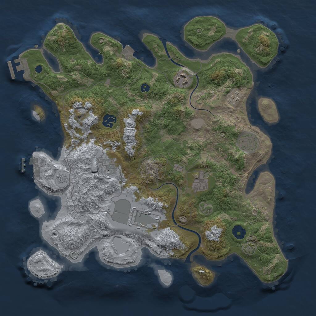 Rust Map: Procedural Map, Size: 3500, Seed: 1146689572, 12 Monuments