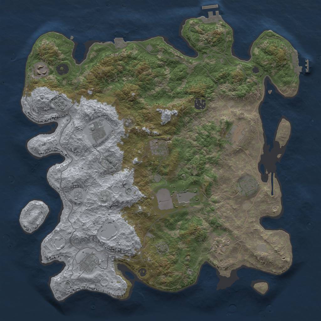 Rust Map: Procedural Map, Size: 4000, Seed: 2133902227, 18 Monuments