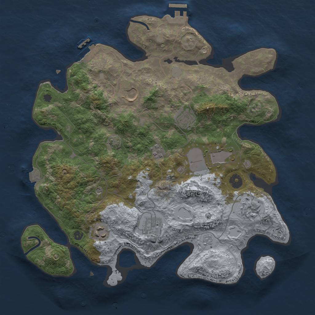 Rust Map: Procedural Map, Size: 3500, Seed: 302928804, 15 Monuments