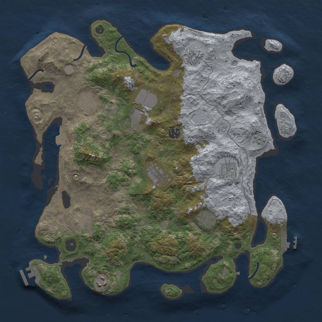 Rust Map: Procedural Map, Size: 4000, Seed: 352700584, 18 Monuments