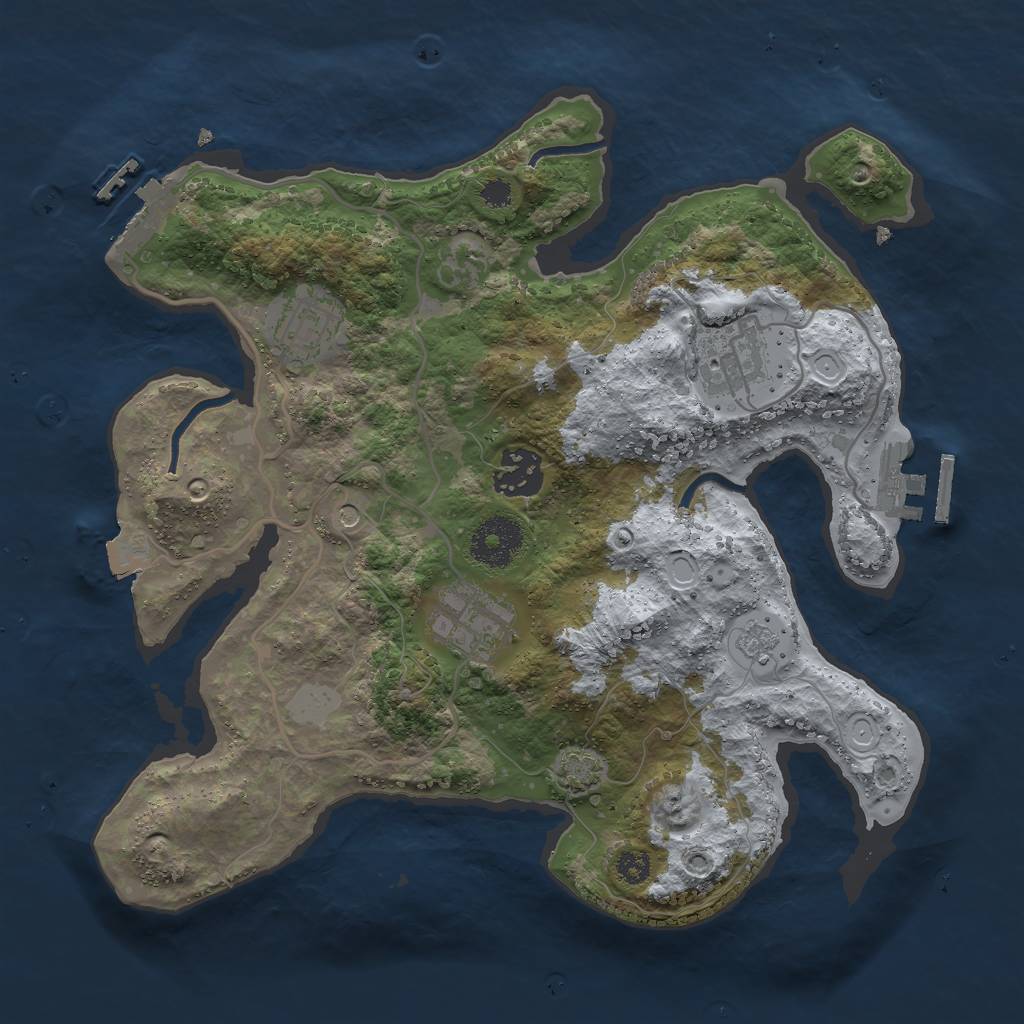 Rust Map: Procedural Map, Size: 3000, Seed: 2469422, 12 Monuments