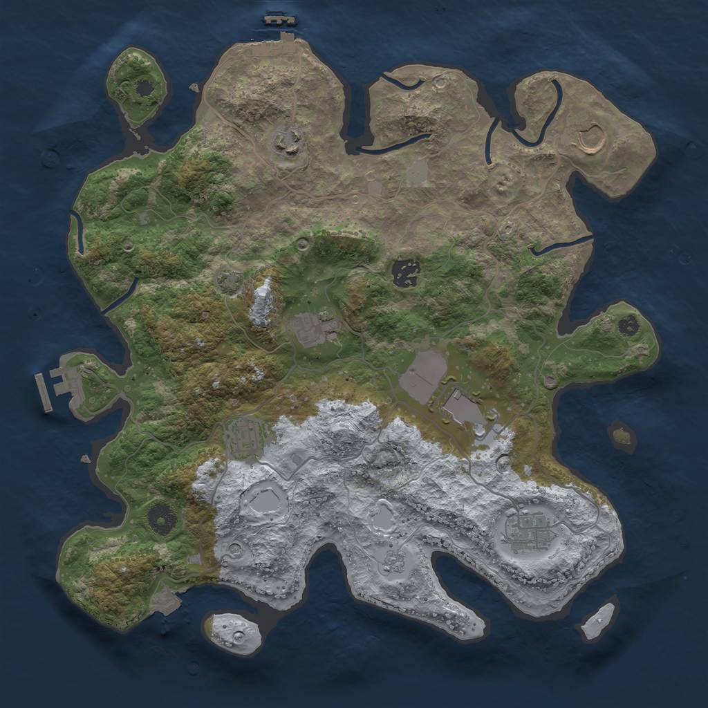 Rust Map: Procedural Map, Size: 3600, Seed: 539487170, 15 Monuments