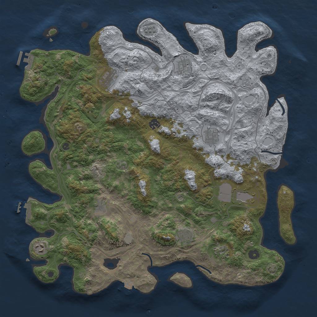 Rust Map: Procedural Map, Size: 4500, Seed: 163229, 18 Monuments