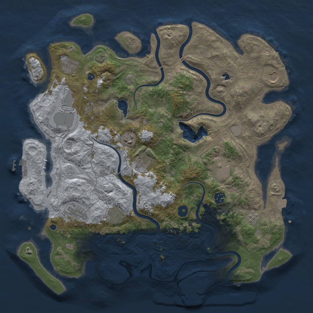 Rust Map: Procedural Map, Size: 4250, Seed: 741852, 16 Monuments