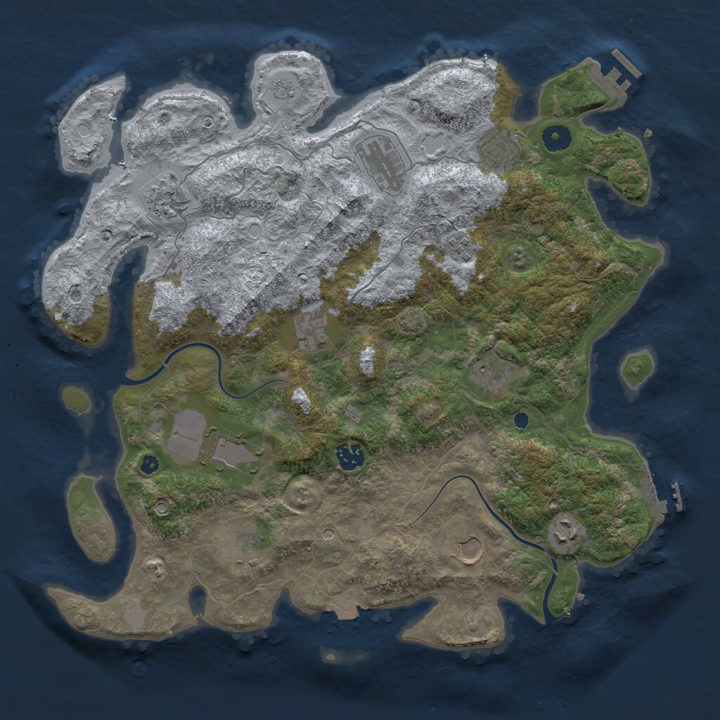 Rust Map: Procedural Map, Size: 3900, Seed: 674596312, 17 Monuments