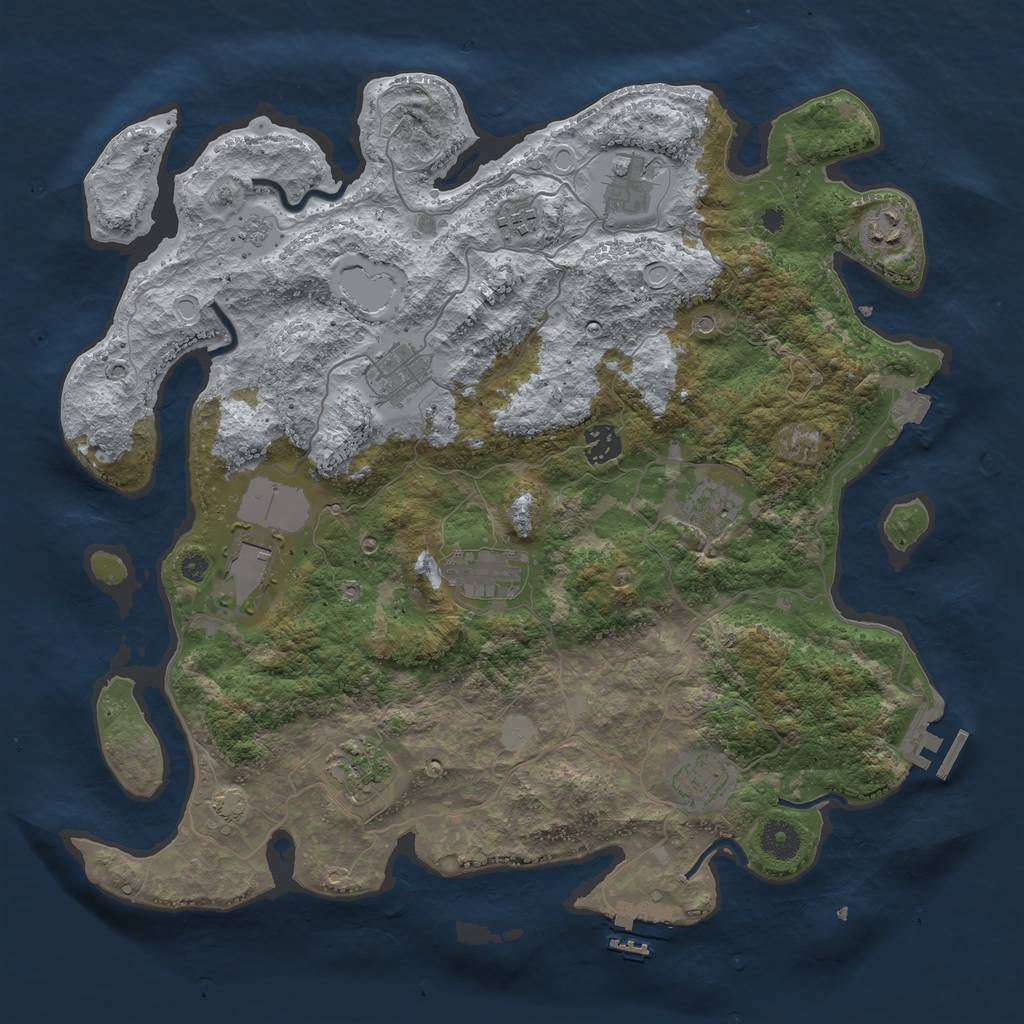 Rust Map: Procedural Map, Size: 3900, Seed: 674596312, 18 Monuments