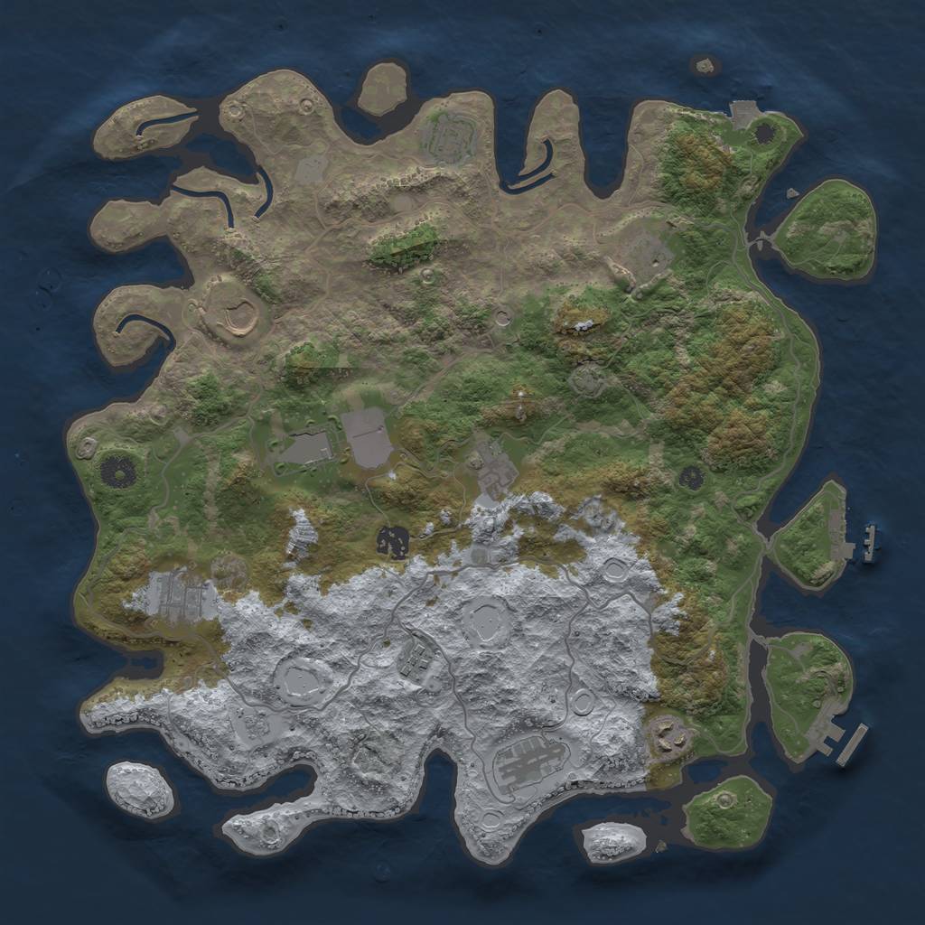 Rust Map: Procedural Map, Size: 4000, Seed: 197754733, 18 Monuments