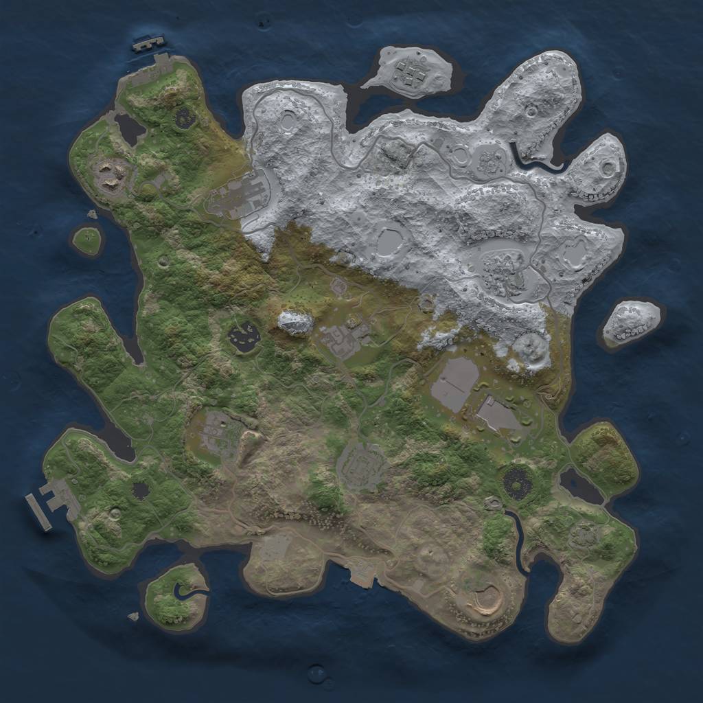 Rust Map: Procedural Map, Size: 3500, Seed: 799958406, 17 Monuments