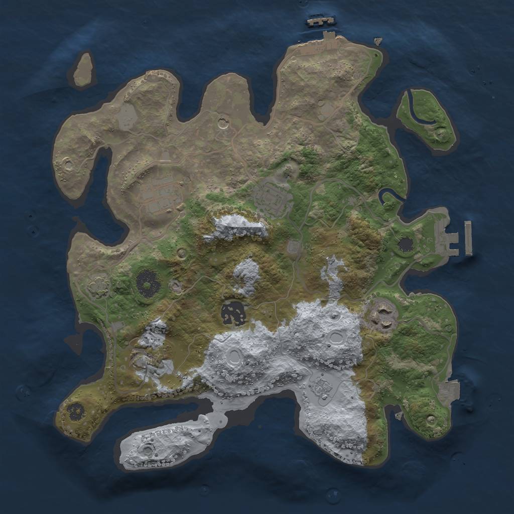 Rust Map: Procedural Map, Size: 3000, Seed: 648419899, 13 Monuments