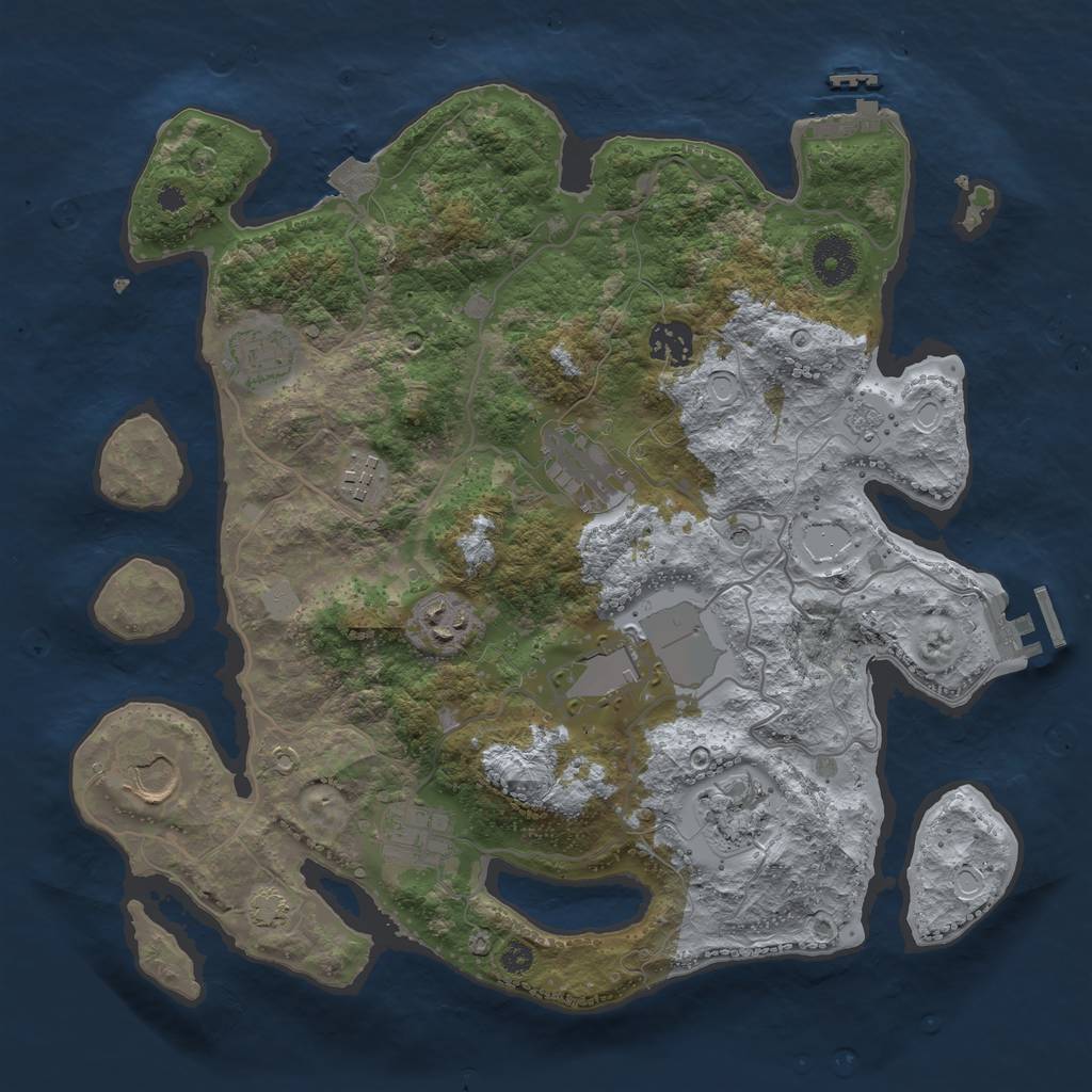 Rust Map: Procedural Map, Size: 3500, Seed: 779019, 17 Monuments