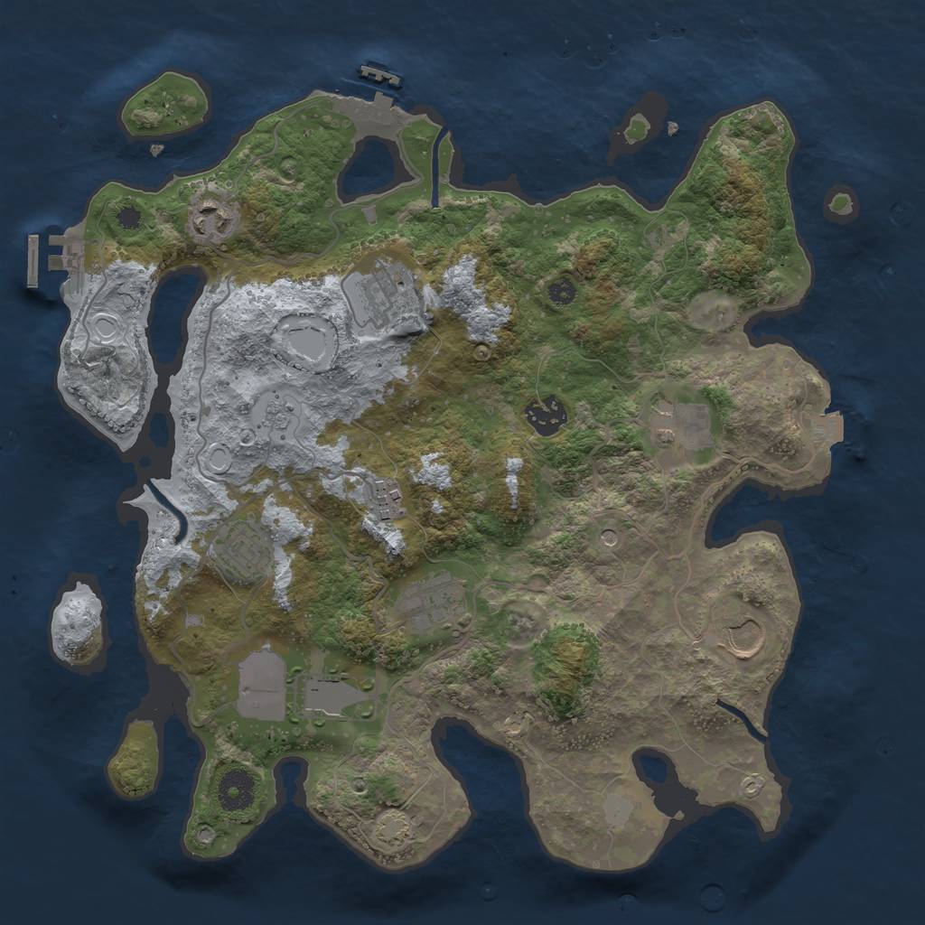 Rust Map: Procedural Map, Size: 3500, Seed: 206185, 17 Monuments