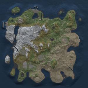 Thumbnail Rust Map: Procedural Map, Size: 3500, Seed: 206185, 17 Monuments