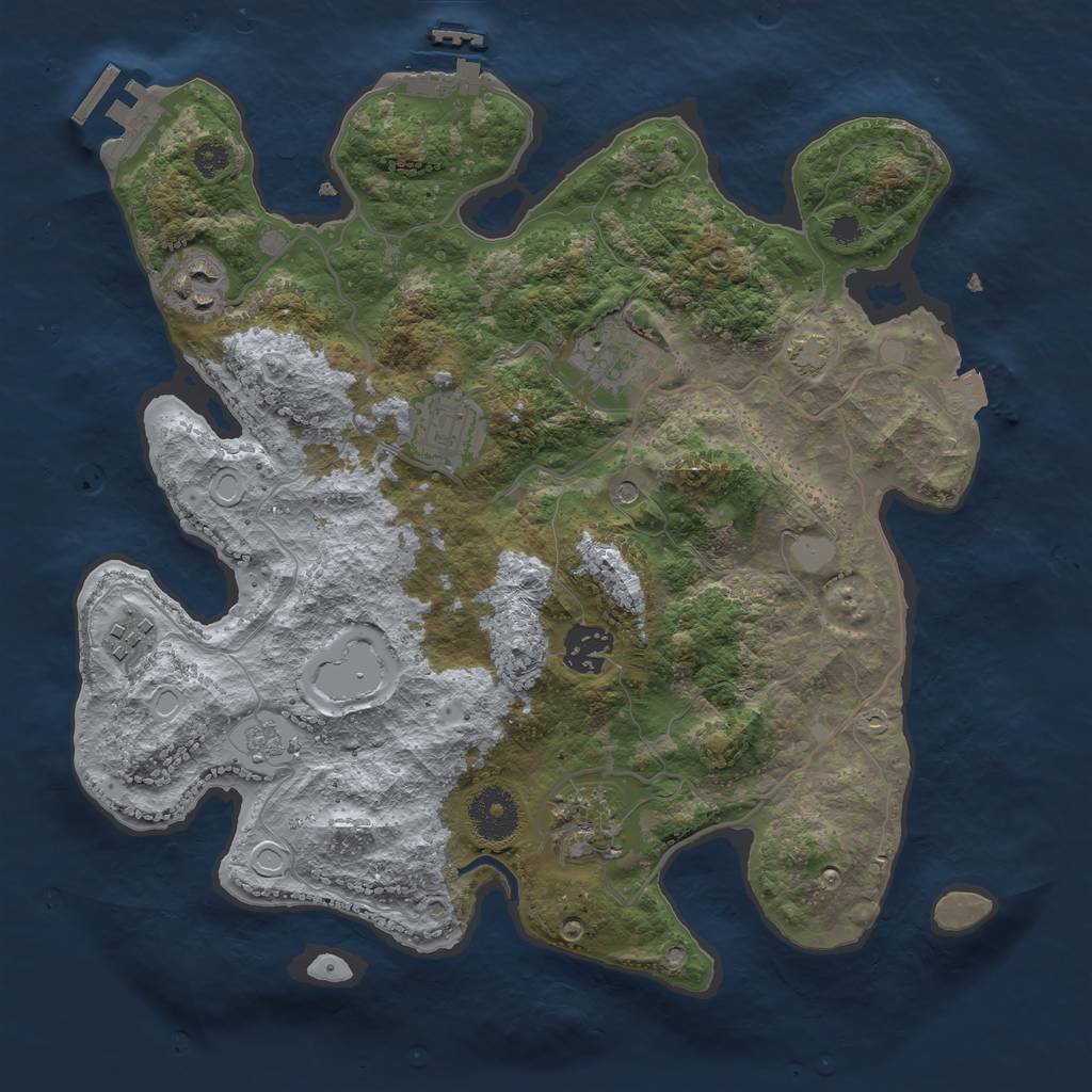 Rust Map: Procedural Map, Size: 3250, Seed: 8745147, 14 Monuments