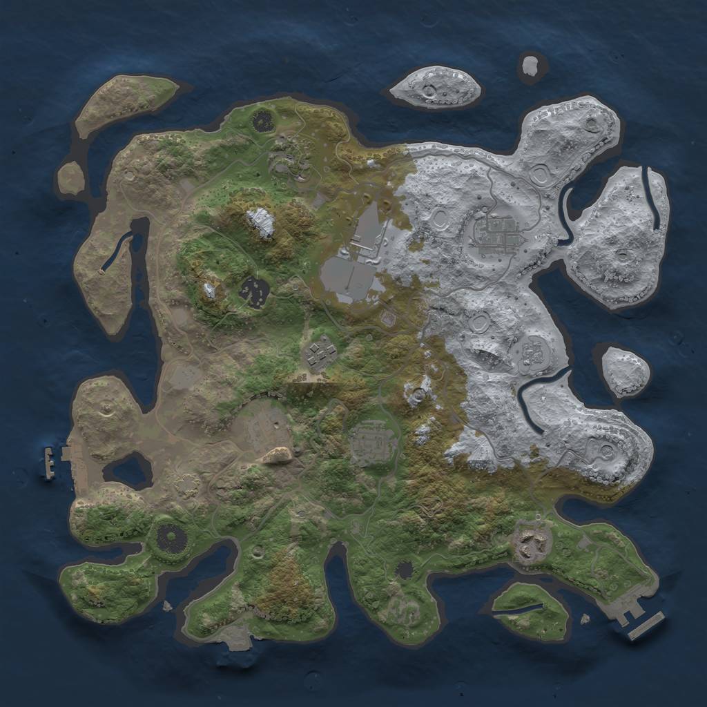 Rust Map: Procedural Map, Size: 3500, Seed: 1869535028, 16 Monuments