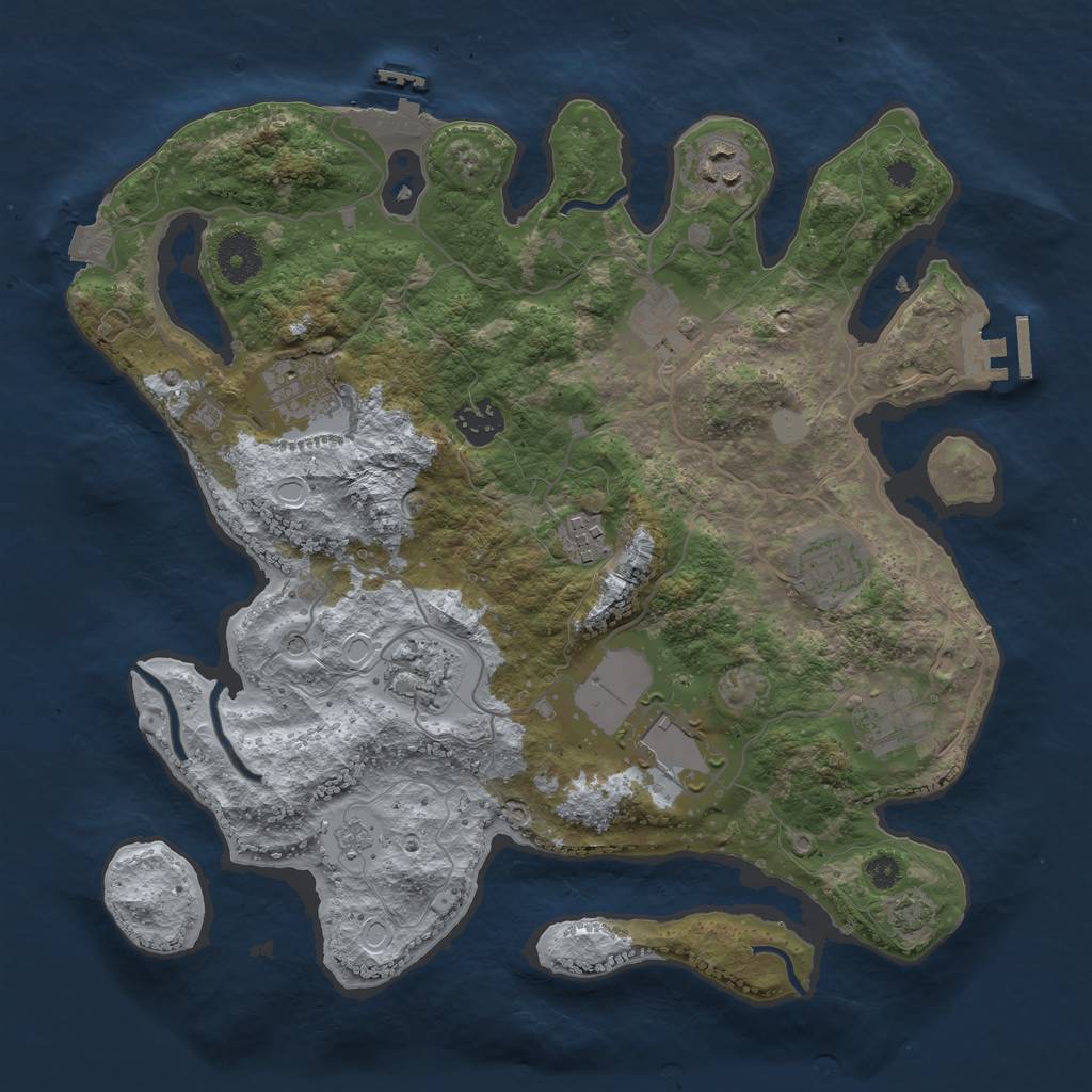 Rust Map: Procedural Map, Size: 3500, Seed: 67212908, 17 Monuments