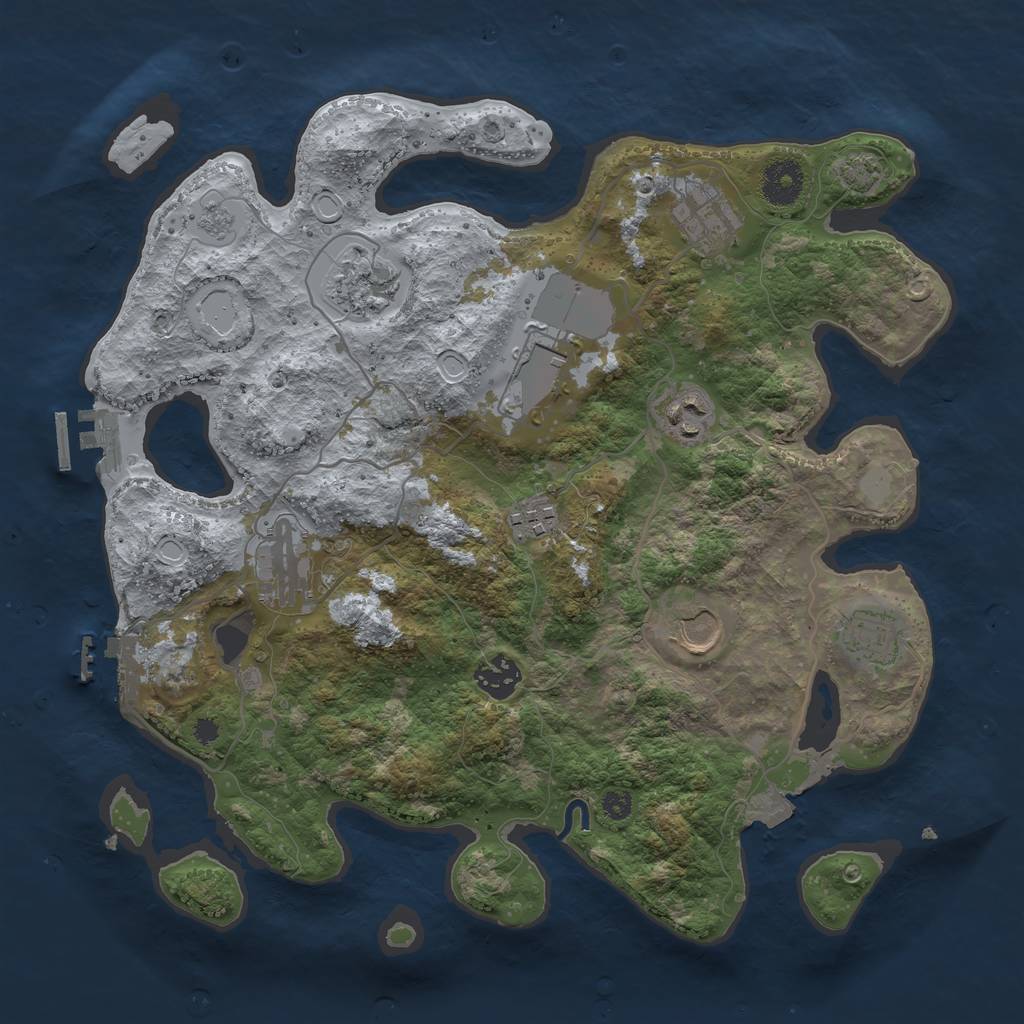 Rust Map: Procedural Map, Size: 3500, Seed: 15128263, 16 Monuments