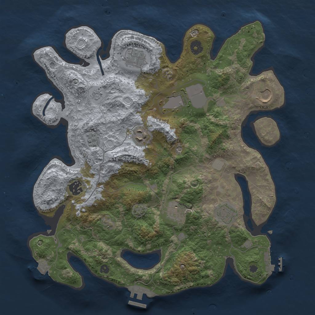 Rust Map: Procedural Map, Size: 3500, Seed: 1497419426, 16 Monuments