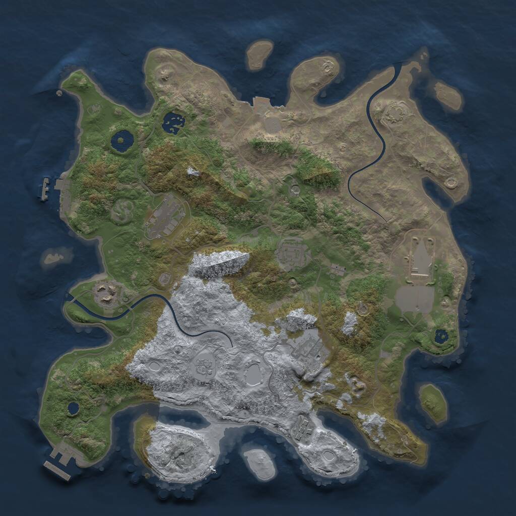 Rust Map: Procedural Map, Size: 3550, Seed: 1415888094, 13 Monuments