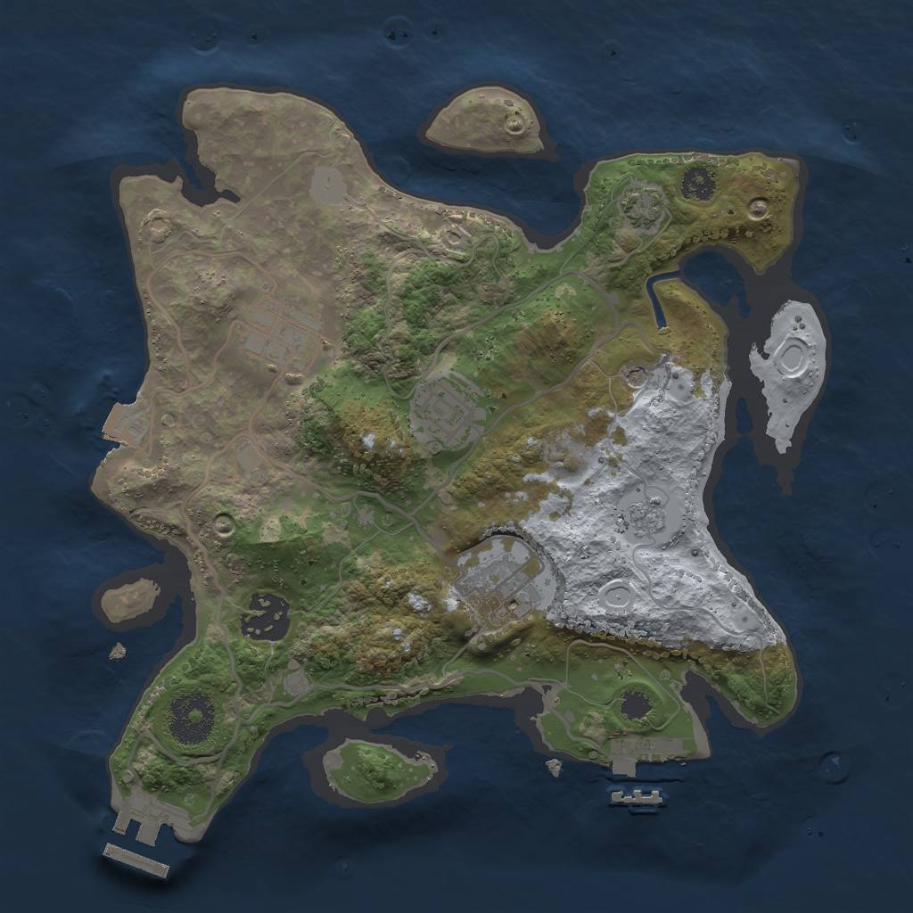 Rust Map: Procedural Map, Size: 2750, Seed: 1659751387, 12 Monuments