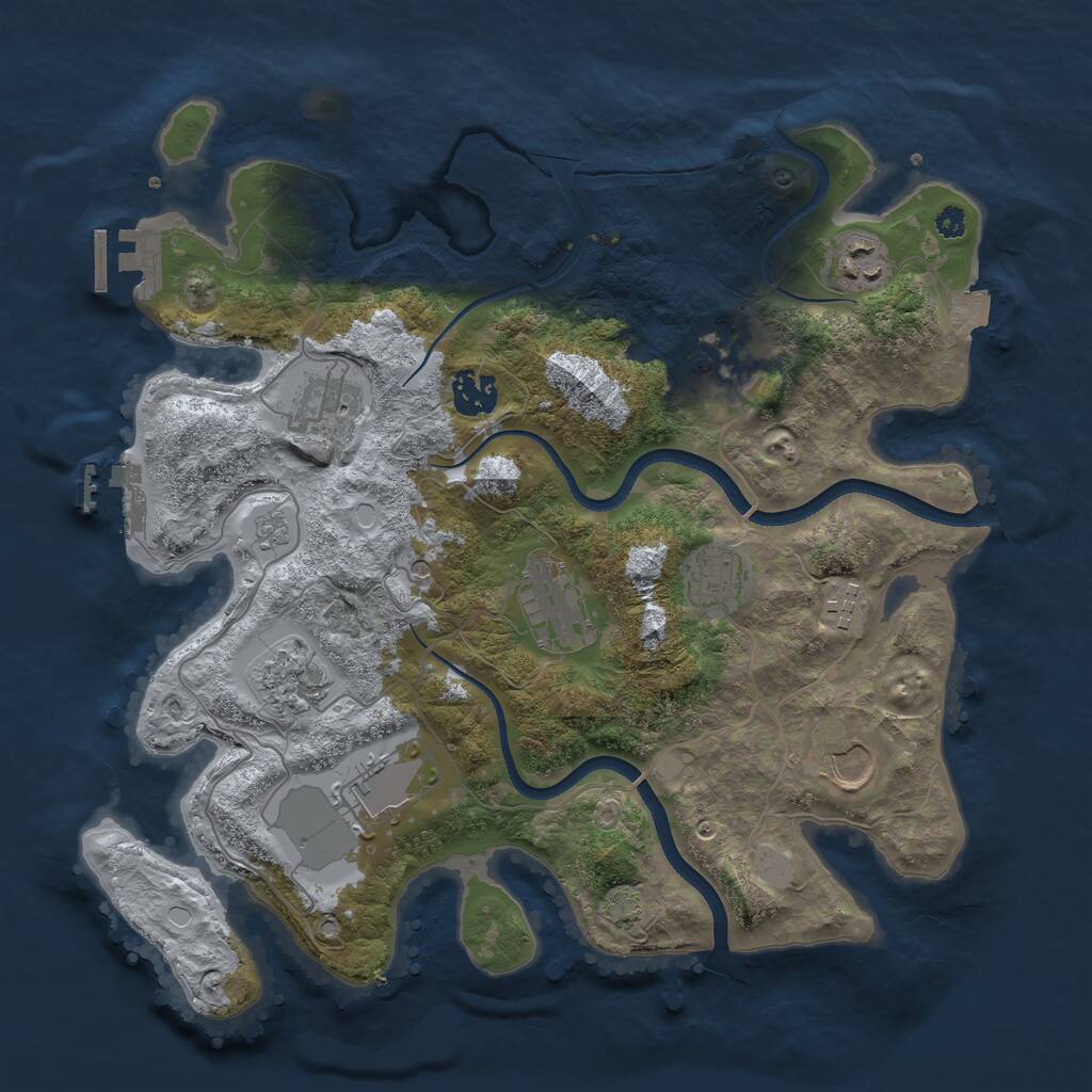 Rust Map: Procedural Map, Size: 3500, Seed: 1085221212, 16 Monuments