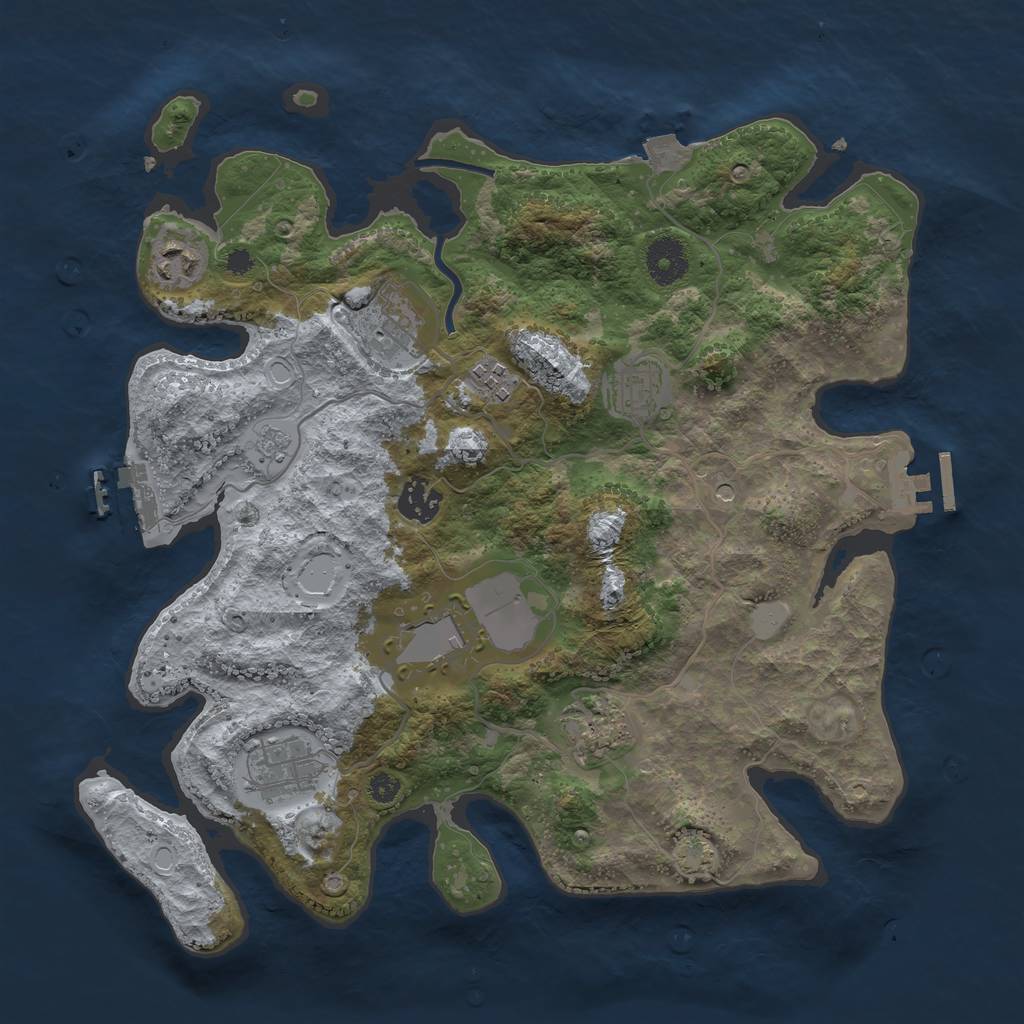 Rust Map: Procedural Map, Size: 3500, Seed: 1085221212, 16 Monuments