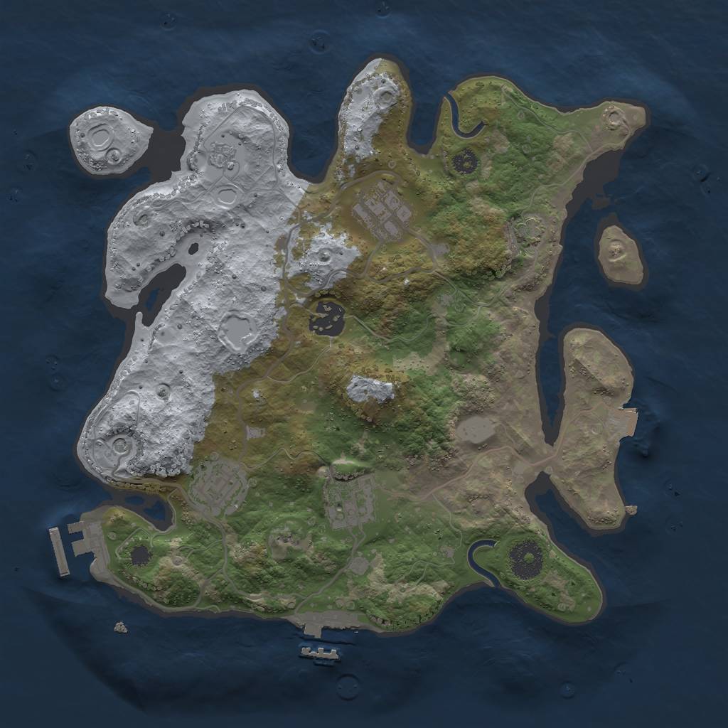 Rust Map: Procedural Map, Size: 3000, Seed: 1476229267, 12 Monuments