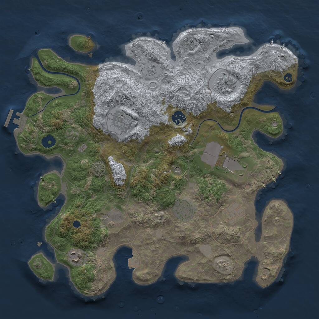 Rust Map: Procedural Map, Size: 3587, Seed: 1, 14 Monuments