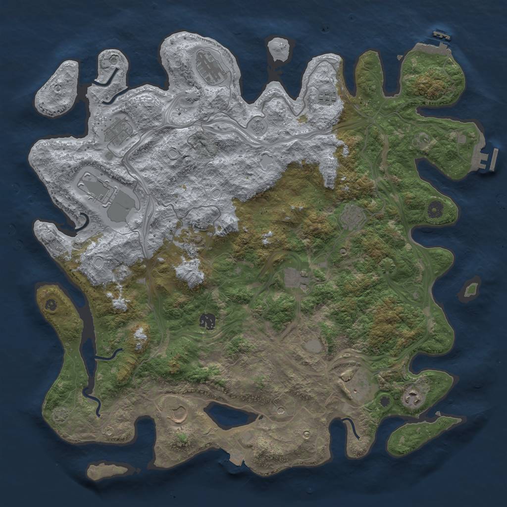 Rust Map: Procedural Map, Size: 4500, Seed: 56784232, 19 Monuments