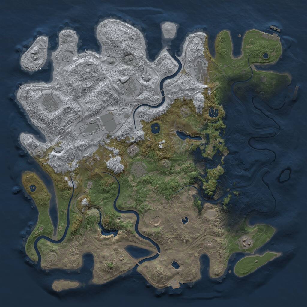 Rust Map: Procedural Map, Size: 4500, Seed: 56784232, 16 Monuments