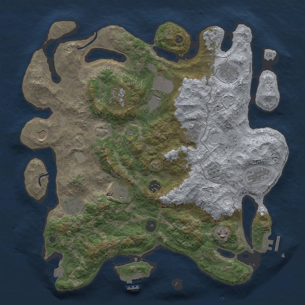 Rust Map: Procedural Map, Size: 4000, Seed: 605503, 19 Monuments